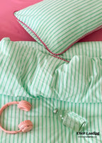 Pepper Candy Stripe Bedding Set / Green + Pink Ever Lasting
