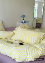 Pepper Candy Stripe Bedding Set / Green + Pink Ever Lasting