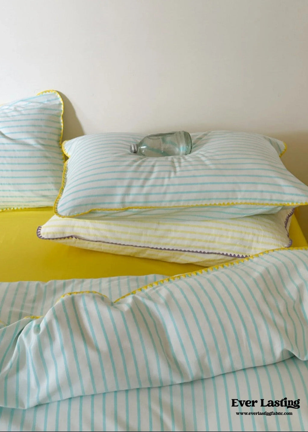 Pepper Candy Stripe Bedding Set / Green + Pink Ever Lasting