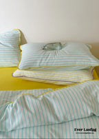 Pepper Candy Stripe Bedding Set / Green + Pink Ever Lasting