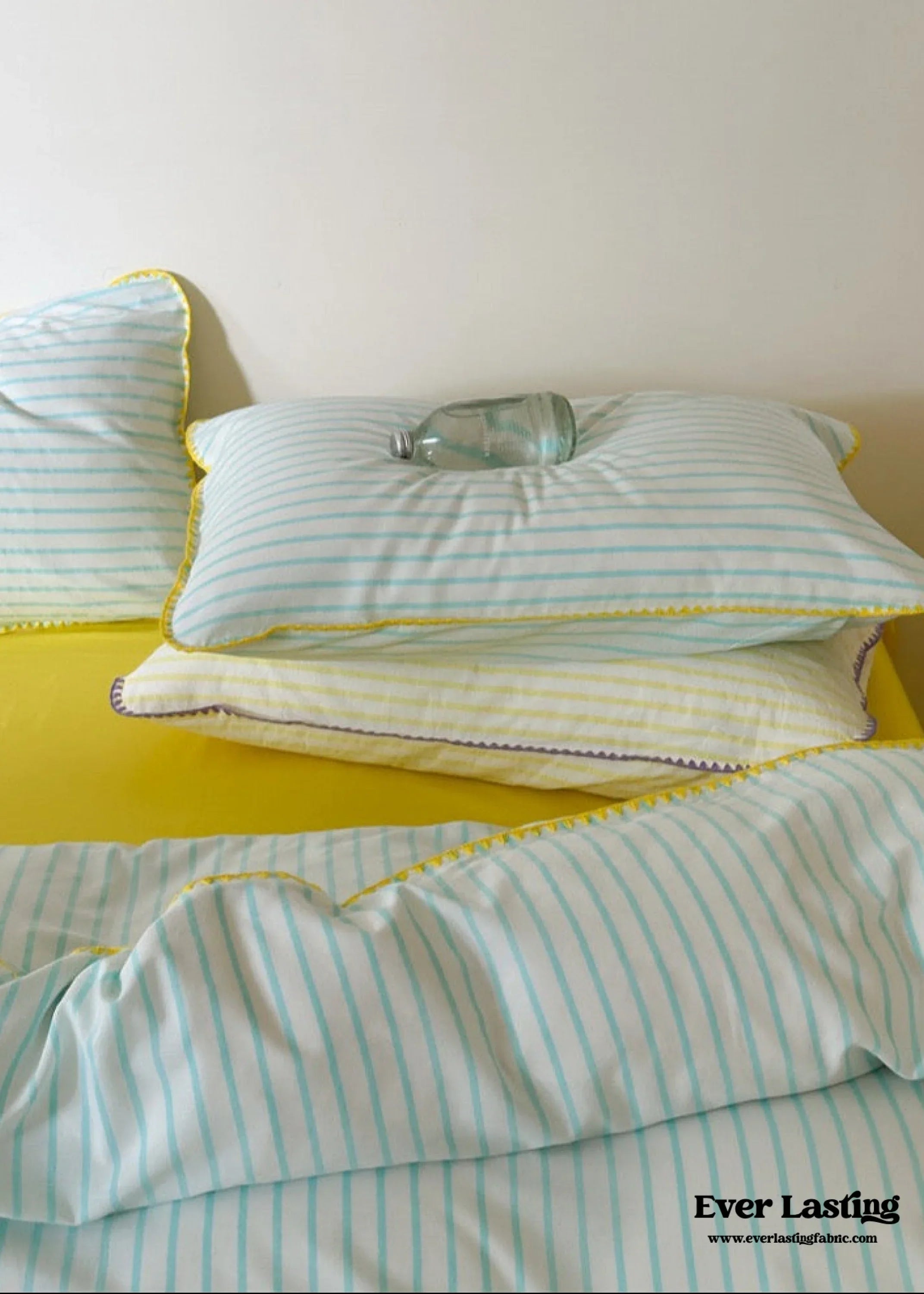 Pepper Candy Stripe Bedding Set / Green + Pink Ever Lasting
