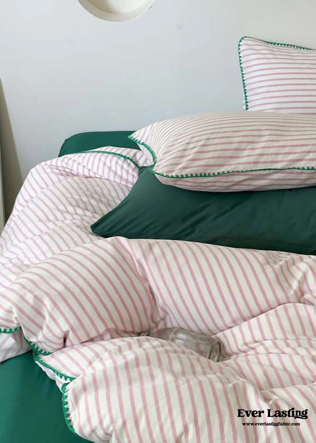 Pepper Candy Stripe Bedding Set / Green + Pink Ever Lasting
