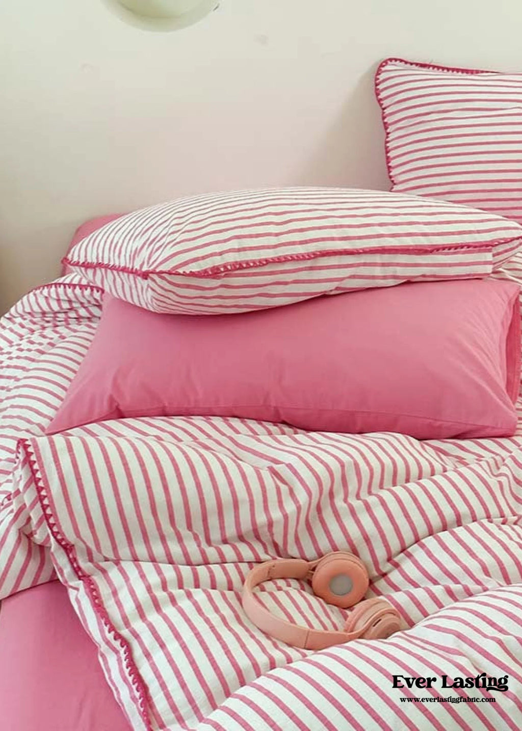 Pepper Candy Stripe Bedding Set / Green + Pink Ever Lasting