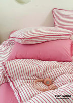 Pepper Candy Stripe Bedding Set / Green + Pink Ever Lasting