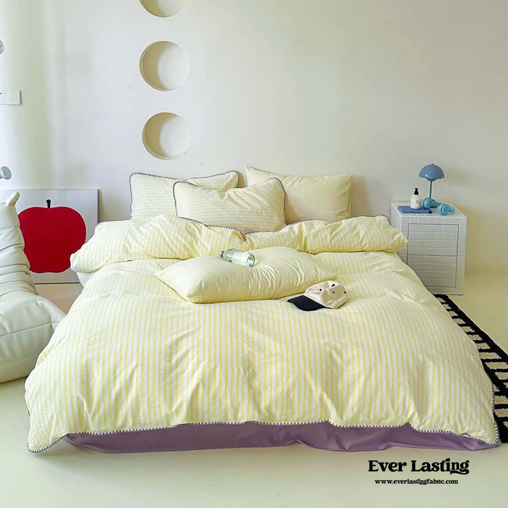 Pepper Candy Stripe Bedding Set / Green + Pink Ever Lasting
