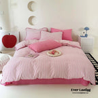 Pepper Candy Stripe Bedding Set / Green + Pink Ever Lasting