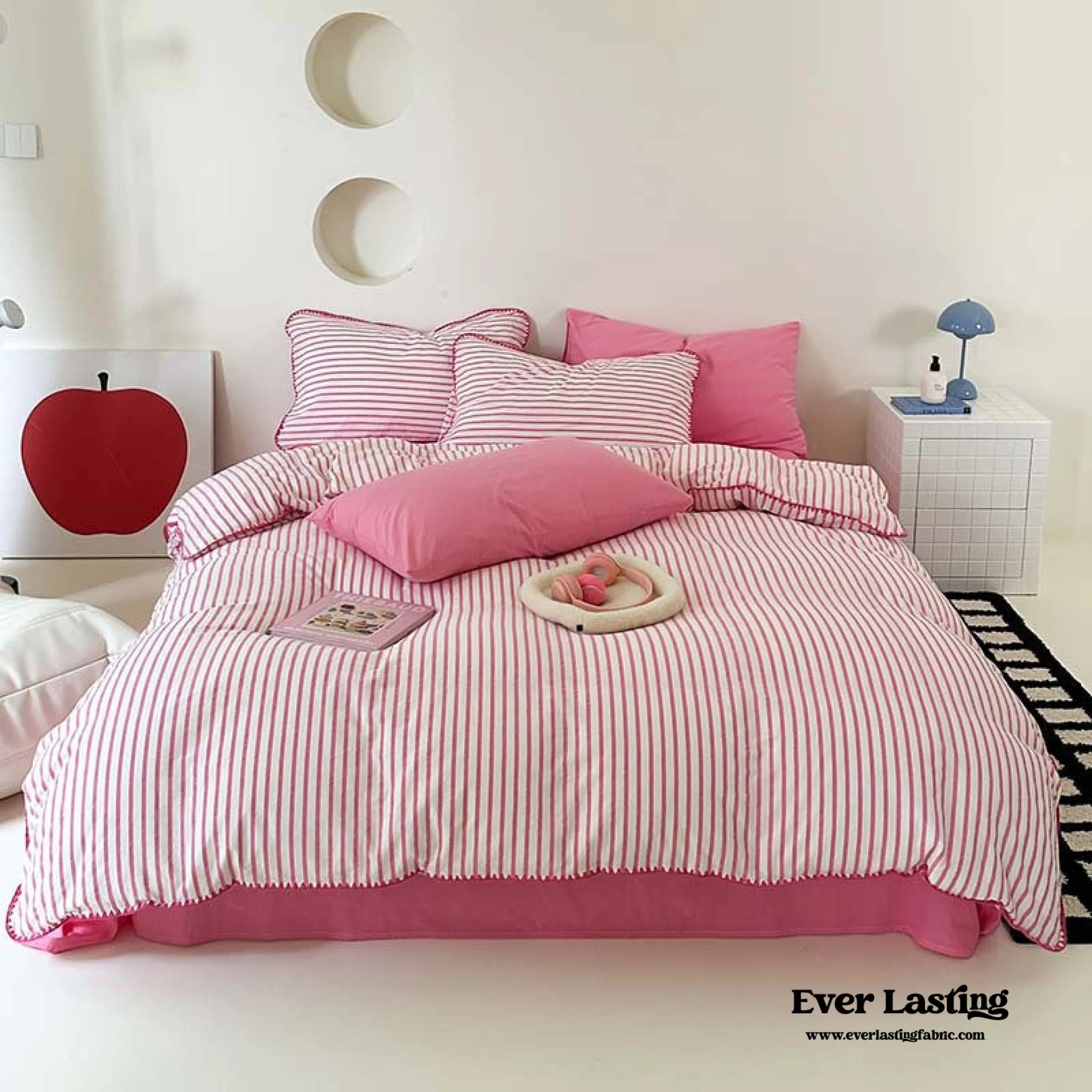 Pepper Candy Stripe Bedding Set / Green + Pink Ever Lasting