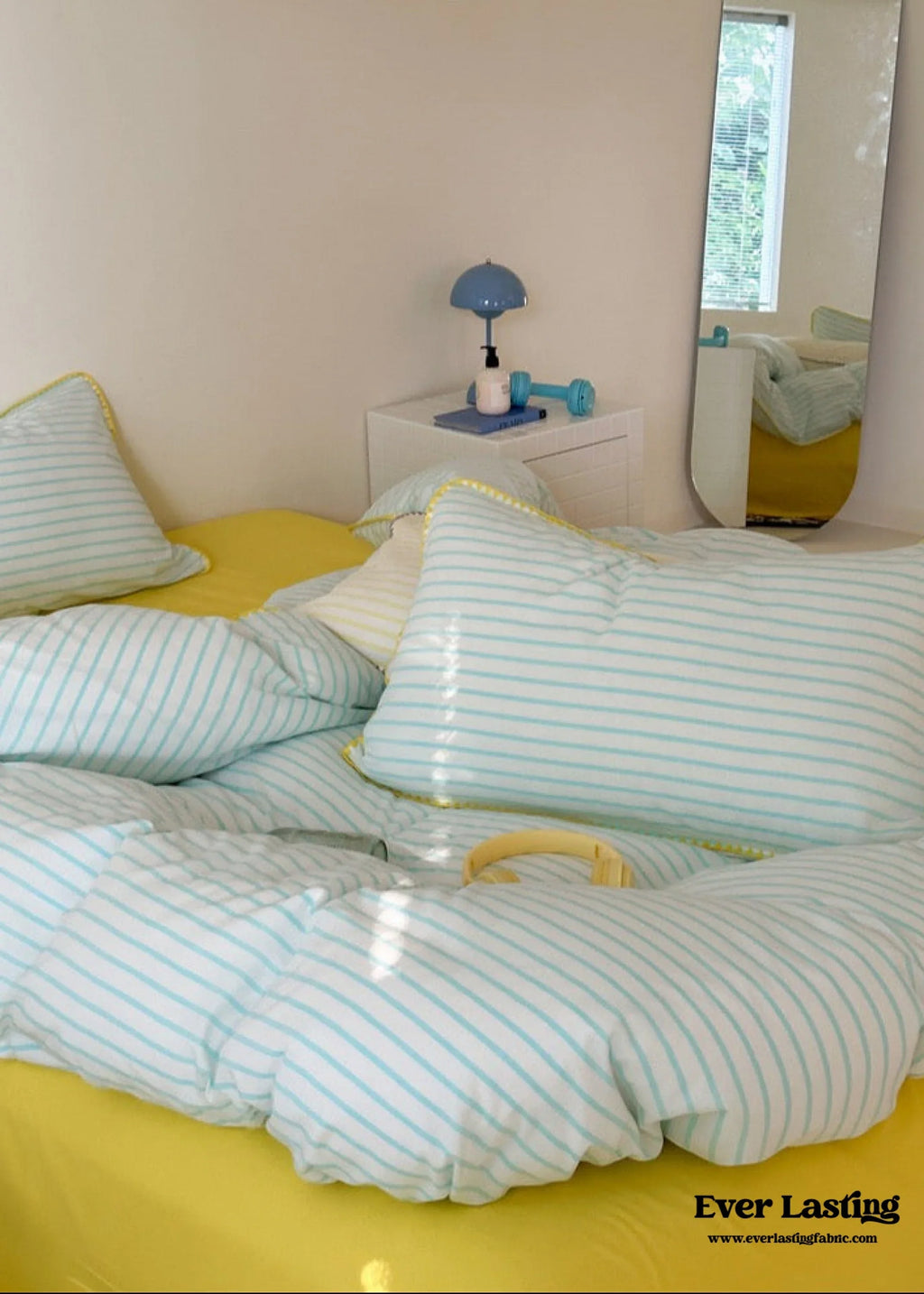 Pepper Candy Stripe Bedding Set / Green + Pink Ever Lasting