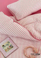 Pepper Candy Stripe Bedding Set / Green + Pink Ever Lasting
