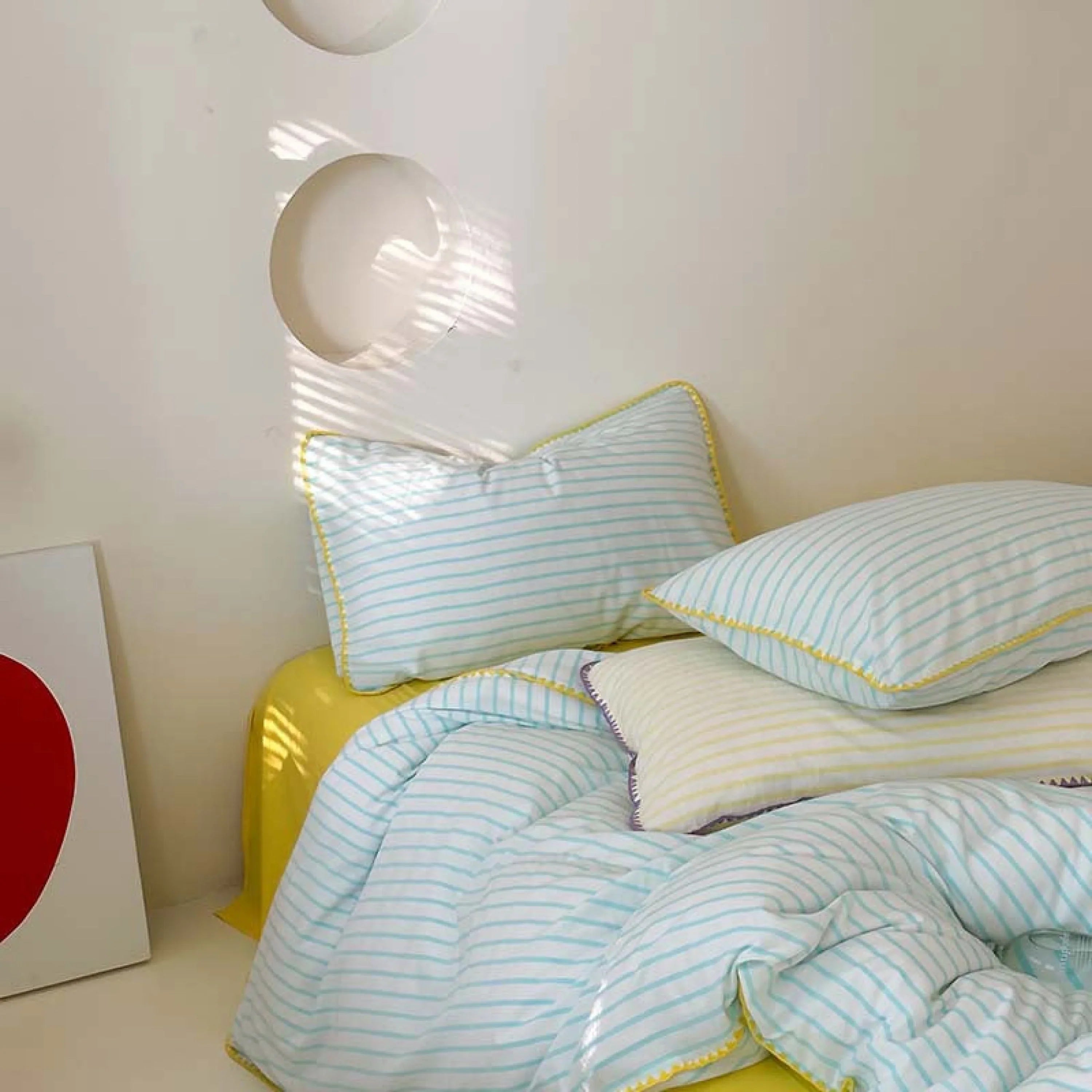 Pepper Candy Stripe Bedding Set / Green + Pink Ever Lasting