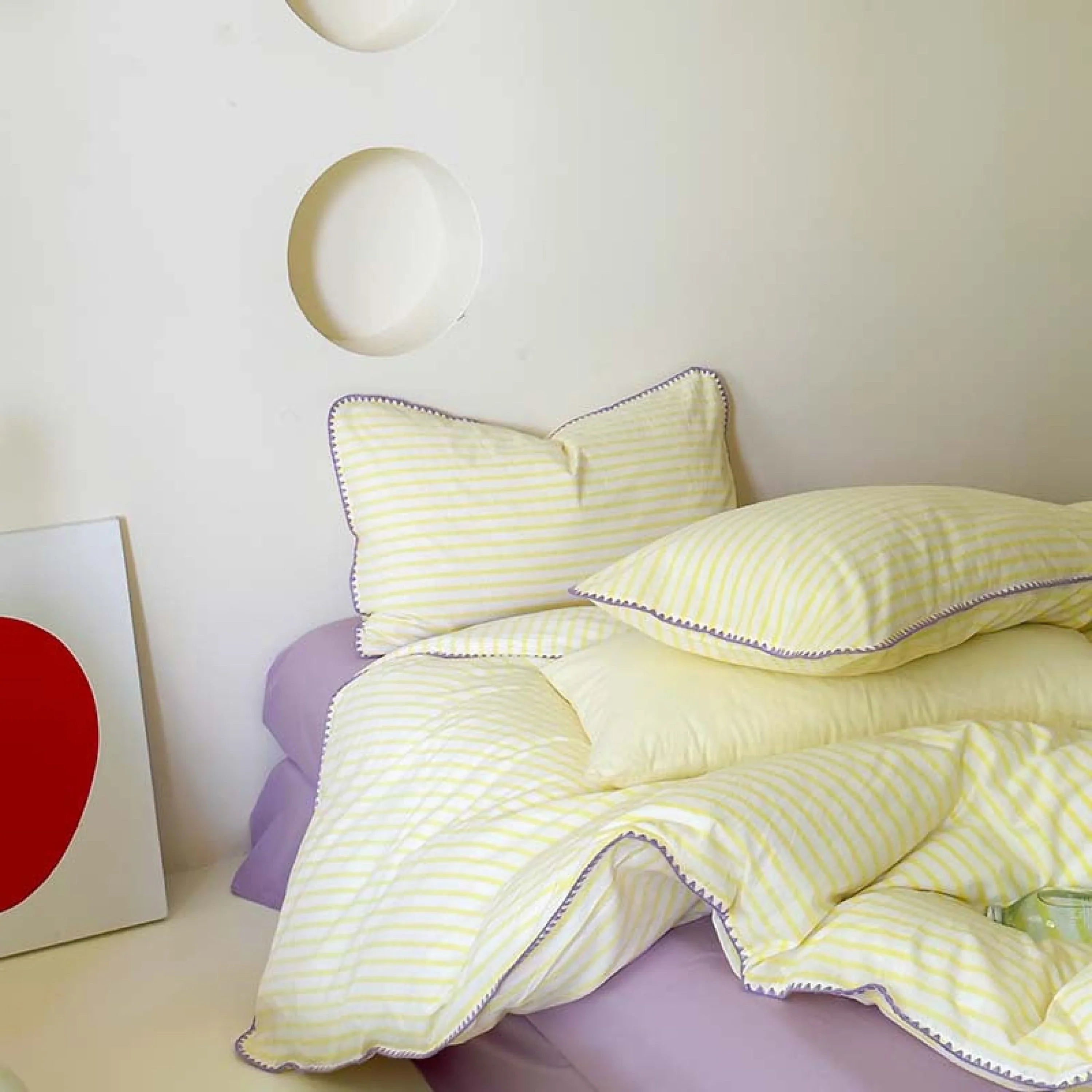 Pepper Candy Stripe Bedding Set / Green + Pink Ever Lasting