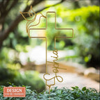 Personalized Memorial Cross Line Art Metal Sign - Memorial Gift Idea