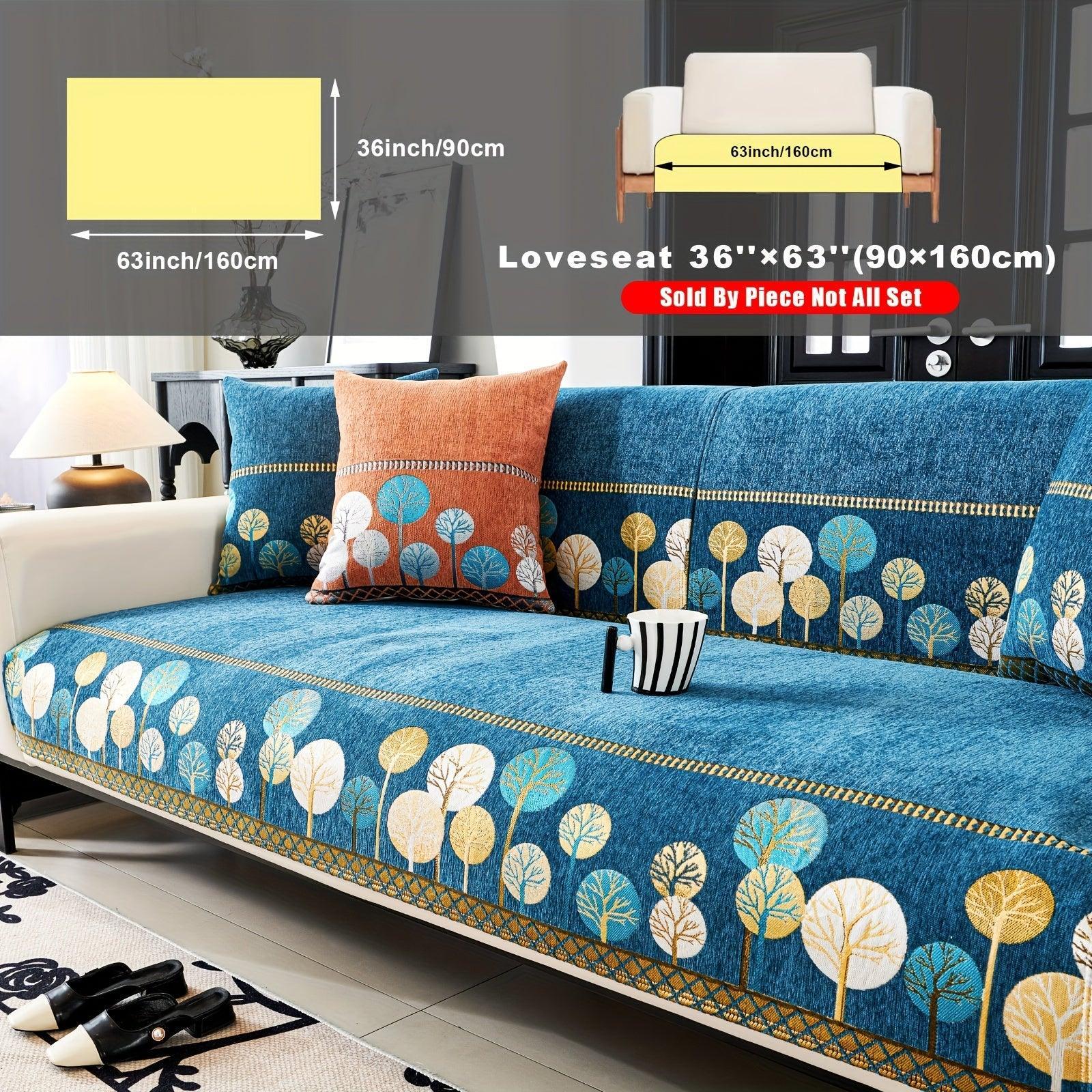 Pet Proof Couch Cover - Boho Chenille Sofa Cover with Tree Embroidery topspet