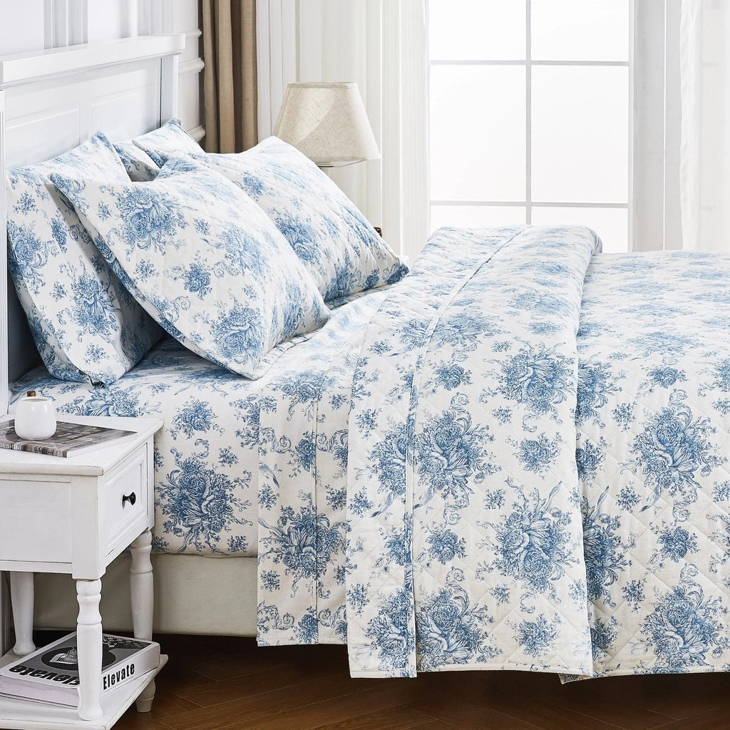Petit Toile Cotton Flannel Quilt Set Mélange Home