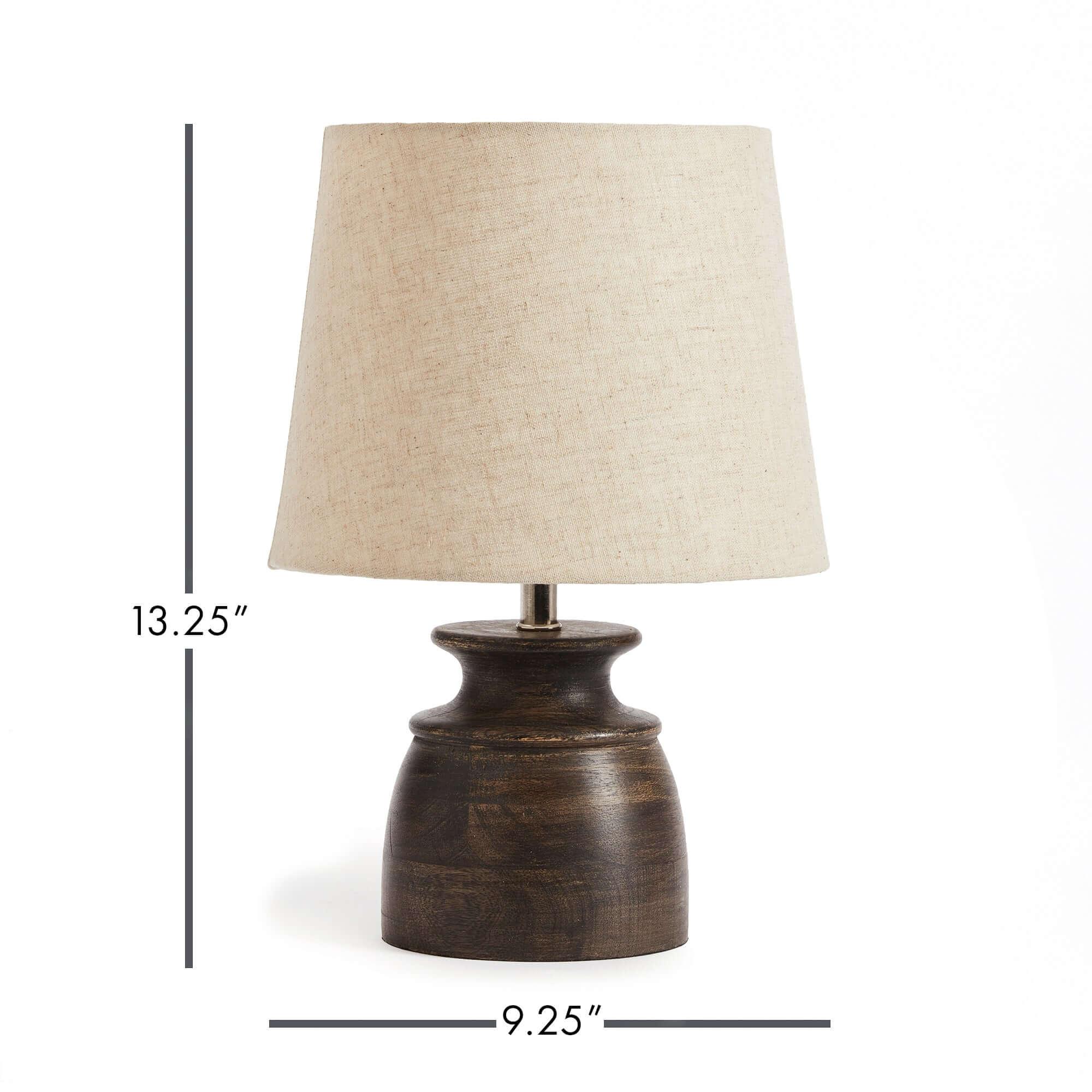 Petite Mango Wood Desk Lamp with Natural Linen Shade Vintage Shopper