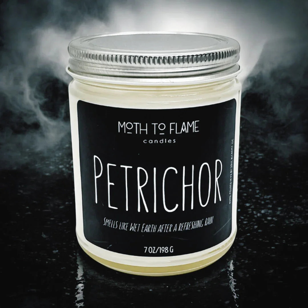 Petrichor – Grounding Earth-scented Candle (7 Oz), back view - House Of Avana