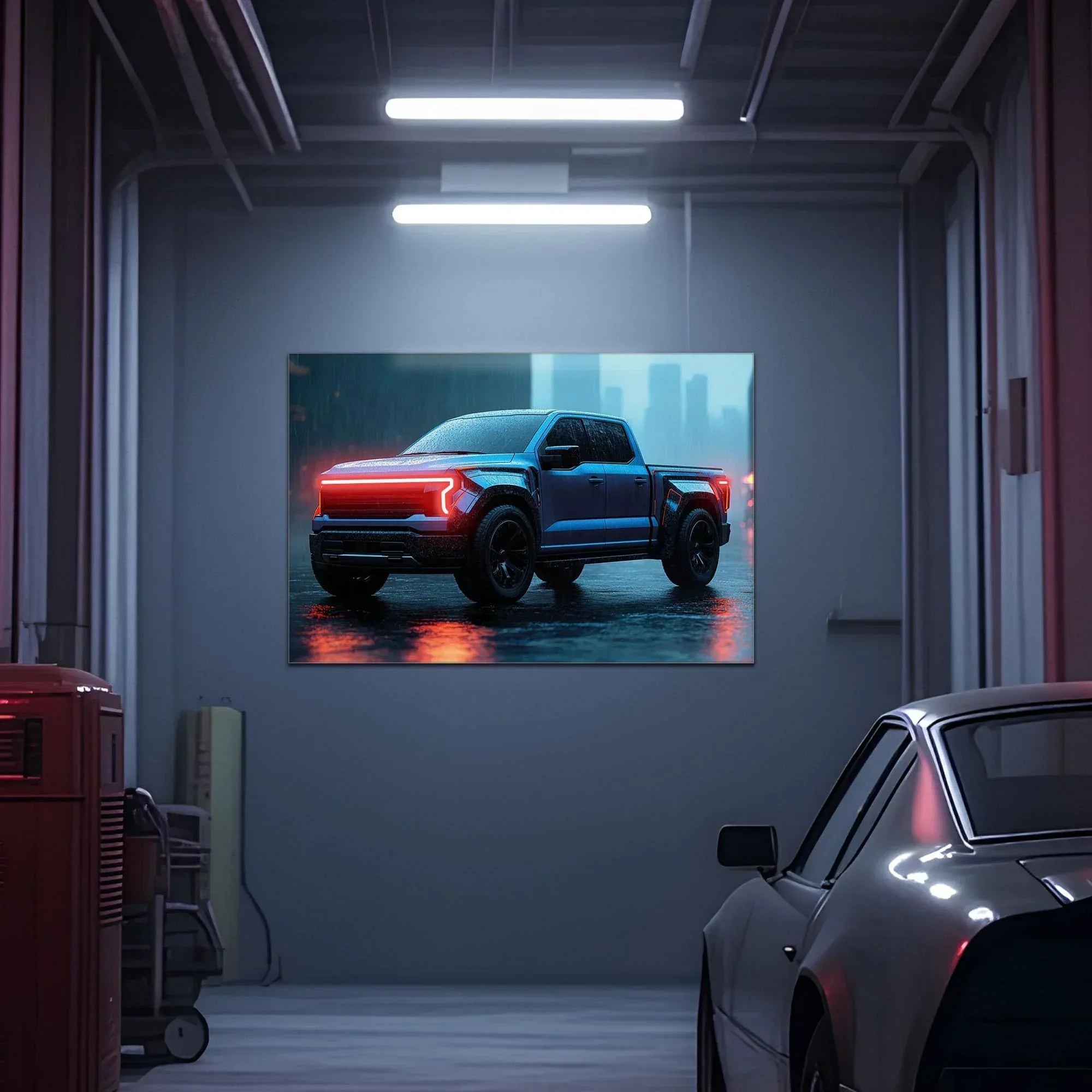 Pickup Truck Neon Wall Art – UV Printed LED Plexiglass Sign for Garage or Workshop Decor | Car Enthusiast Gift | Free Shipping Peony Atelier
