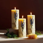 Pillar Candles - Beeswax Lavender 3-pack, lifestyle image - House Of Avana