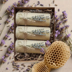 Pillar Candles - Beeswax Lavender 3-pack, side view - House Of Avana