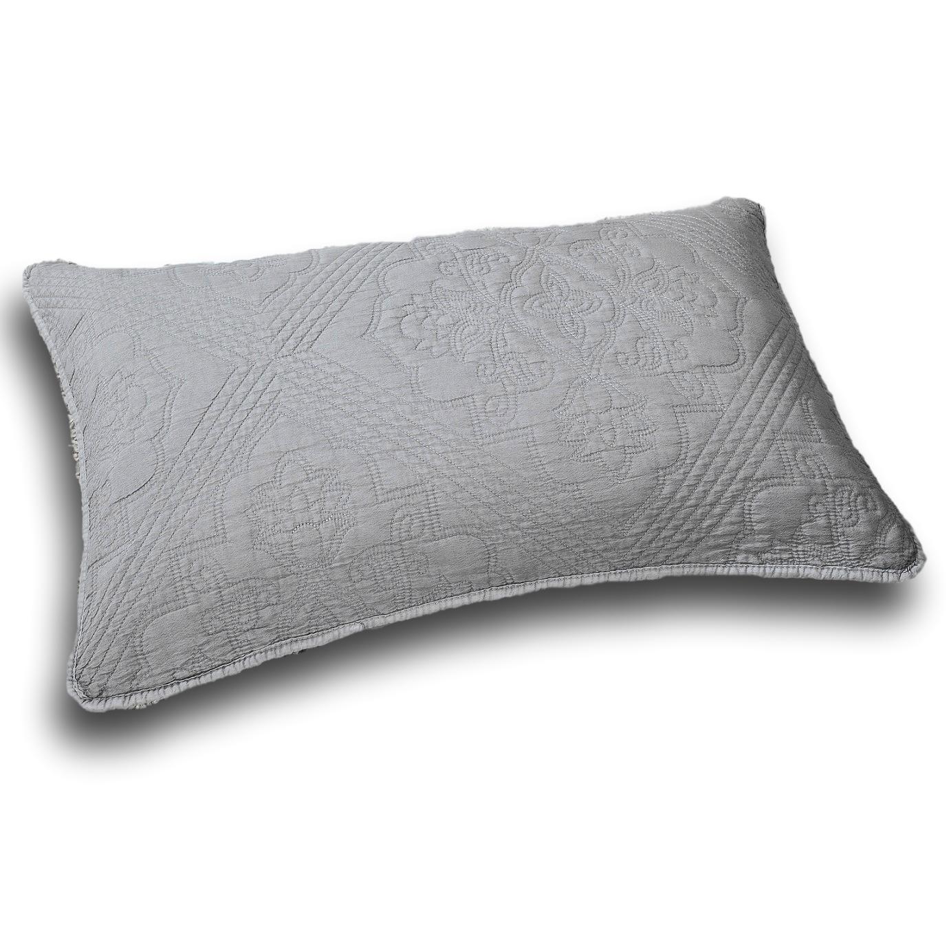 DaDa Bedding Floral Stone Wash Grey Diamond Pattern Quilted King Size Pillow Sham - 20” x 36” (JHW855) DaDalogy Bedding Collection