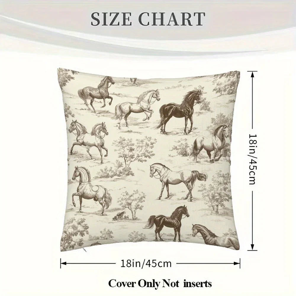Pillow Cover - Vintage Toile Pattern Cotton 45x45cm