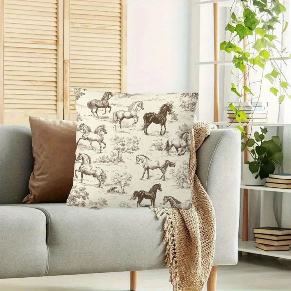 Pillow Cover - Vintage Toile Pattern Cotton 45x45cm