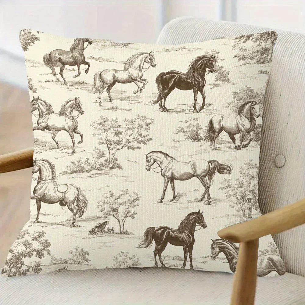 Pillow Cover - Vintage Toile Pattern Cotton 45x45cm
