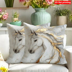 Pillow Covers - Zipper White Golden Abstract