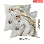 Pillow Covers - Zipper White Golden Abstract