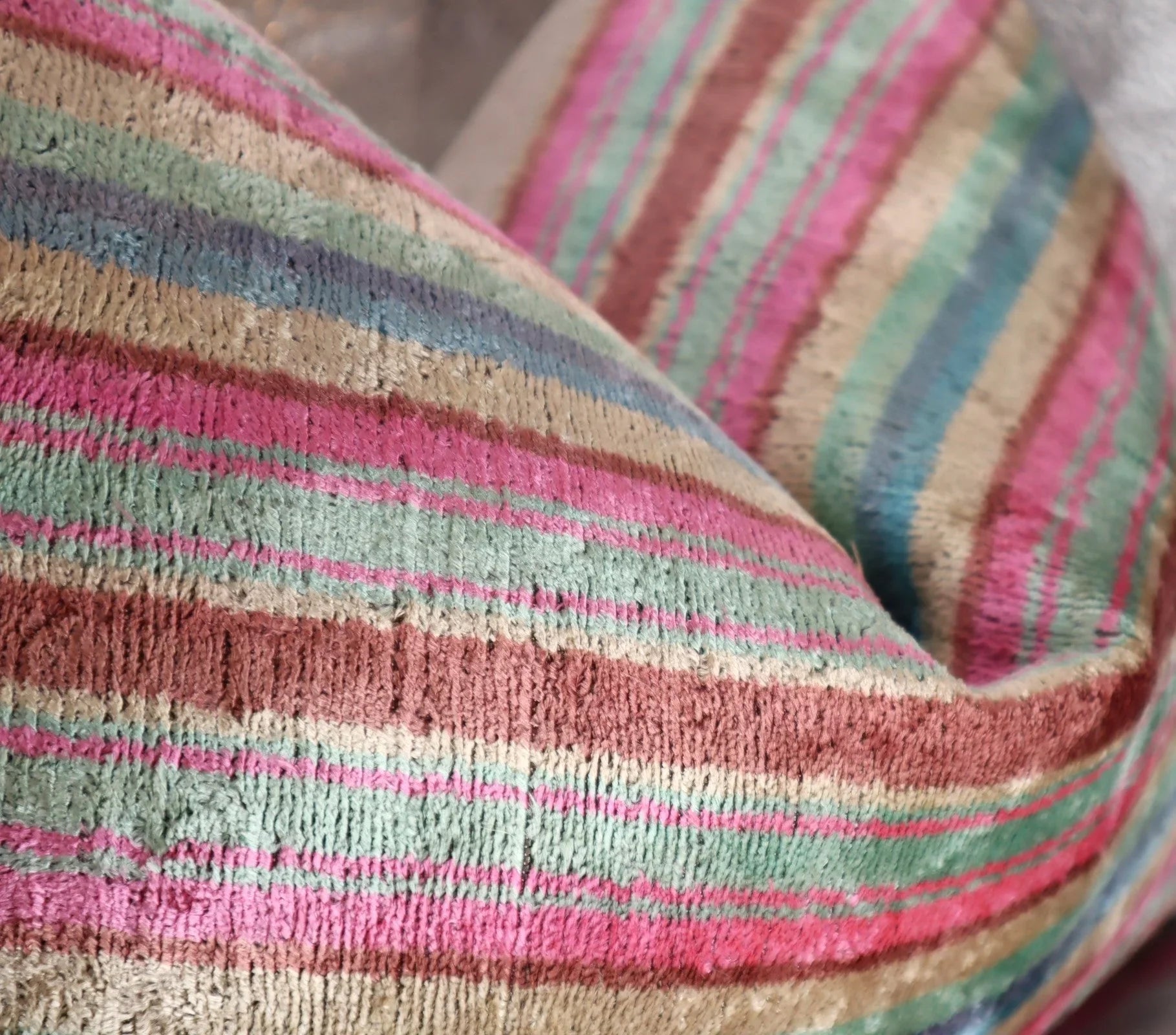 Canvello Luxury Earthtone Stripe Pillow for Couch | X in (40 X Cm), back view - House Of Avana