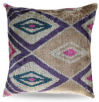 Canvello Earth Tones Velvet Turkish Ikat Pillow - 16'' X 16', front view - House Of Avana