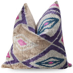 Canvello Earth Tones Velvet Turkish Ikat Pillow - 16'' X 16', side view - House Of Avana