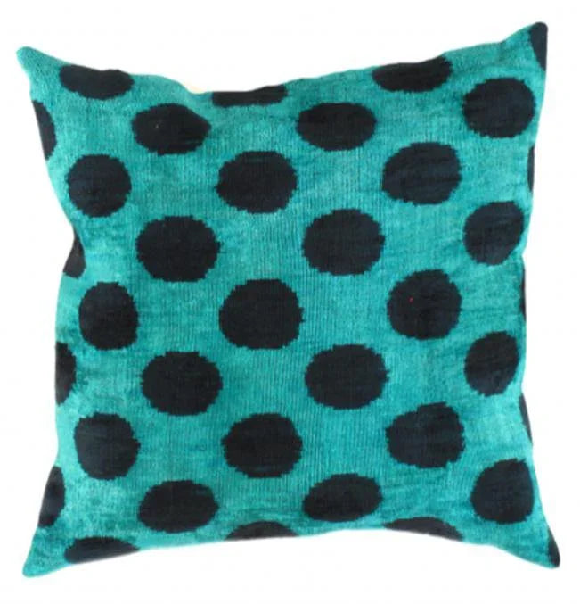 Canvello Turkish Multi Color Velvet Ikat Pillow - 24'' X 24", front view - House Of Avana