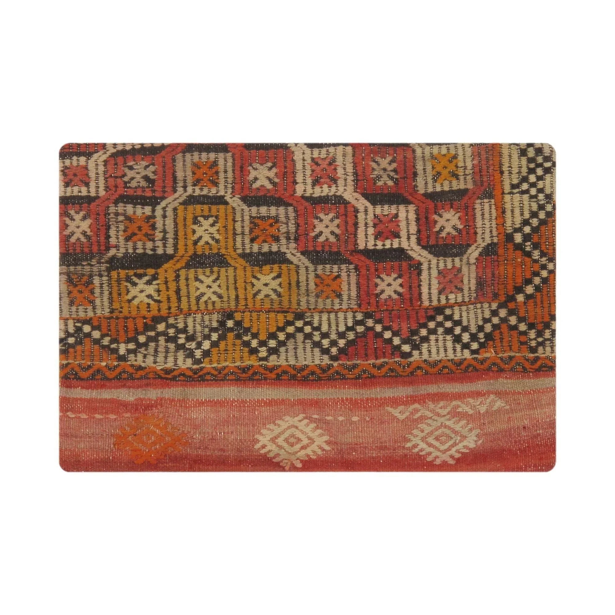 Canvello Canvello Vintage Turkish Kilim Multi Color Accent Pillow Cover - 16" X 24", front view - House Of Avana