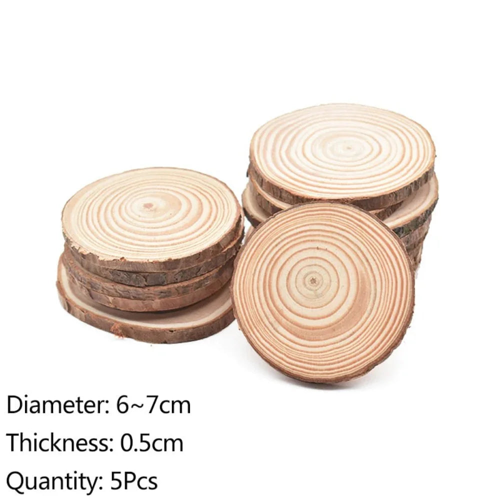Round wood coasters, natural pine with tree bark, rustic decor - House of Avana
