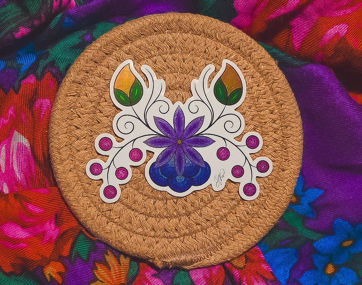 Pink Berries Ojibwe Floral Sticker Bizaanide'ewin