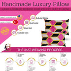 Canvello Handmade Pink Black Velvet Throw Pillow with Down Insert - 16x24, angled view - House Of Avana