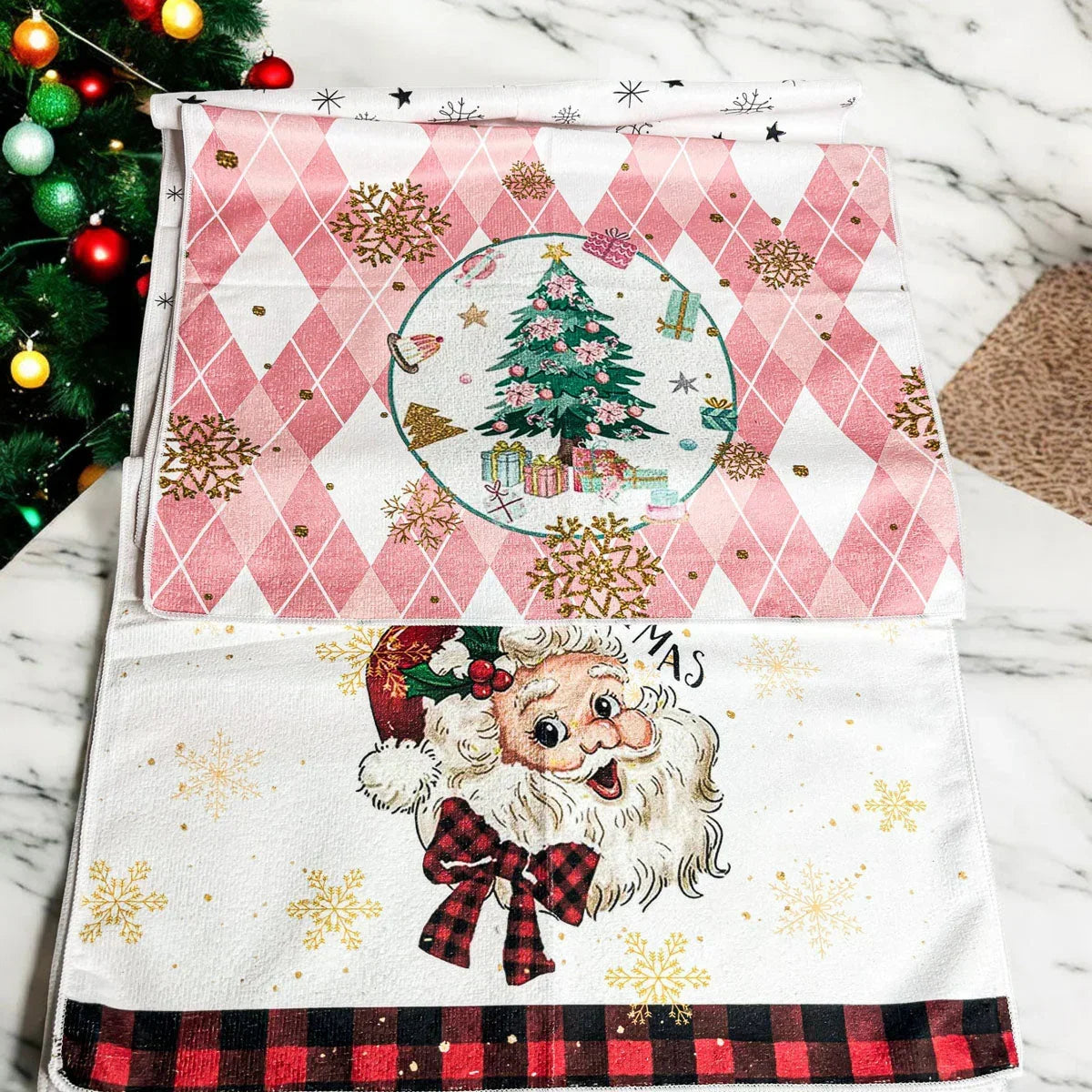 Pink Christmas Hand Towel Gia Roma