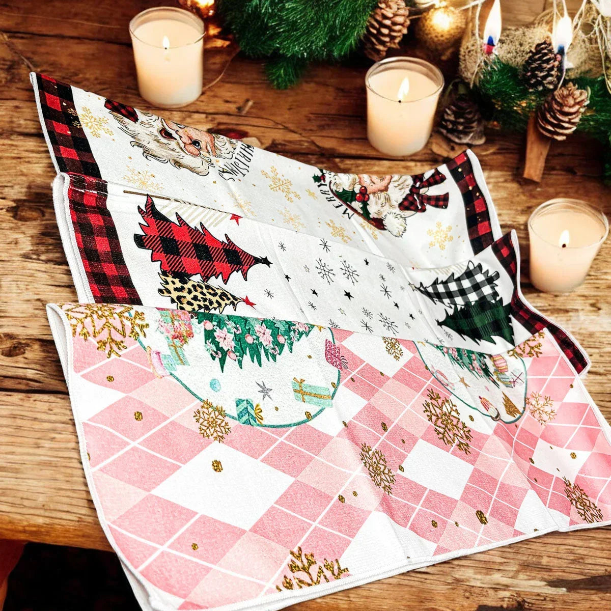 Pink Christmas Hand Towel Gia Roma