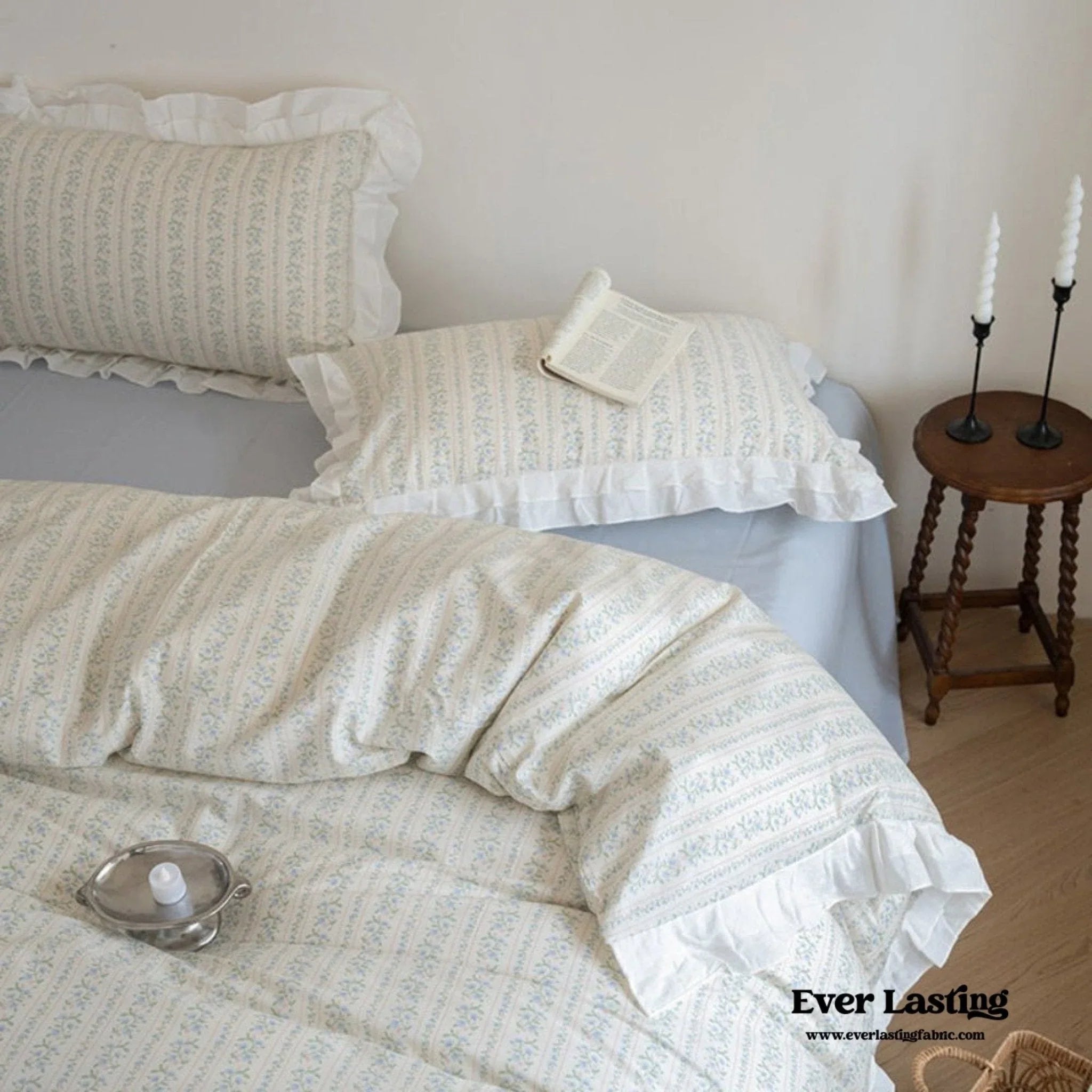 Annie Lace Ruffle Floral Bedding Set / Pink, alternate view - House Of Avana