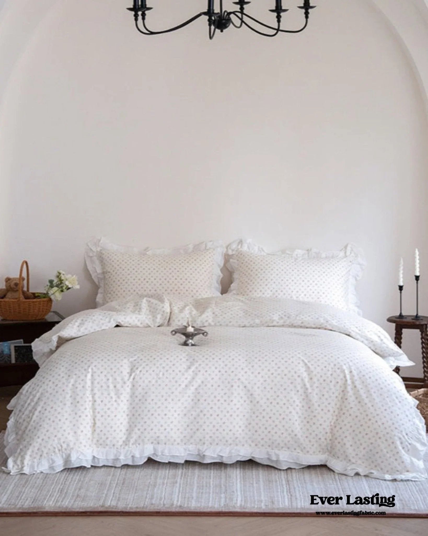 Annie Lace Ruffle Floral Bedding Set / Pink, product packaging - House Of Avana