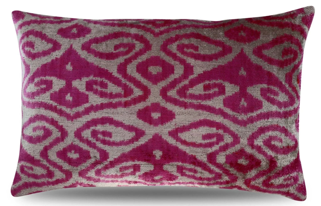 Canvello Decorative Pink Purple Geometric Throw Pillow Down Feather Filled - 16x24 in, front view - House Of Avana