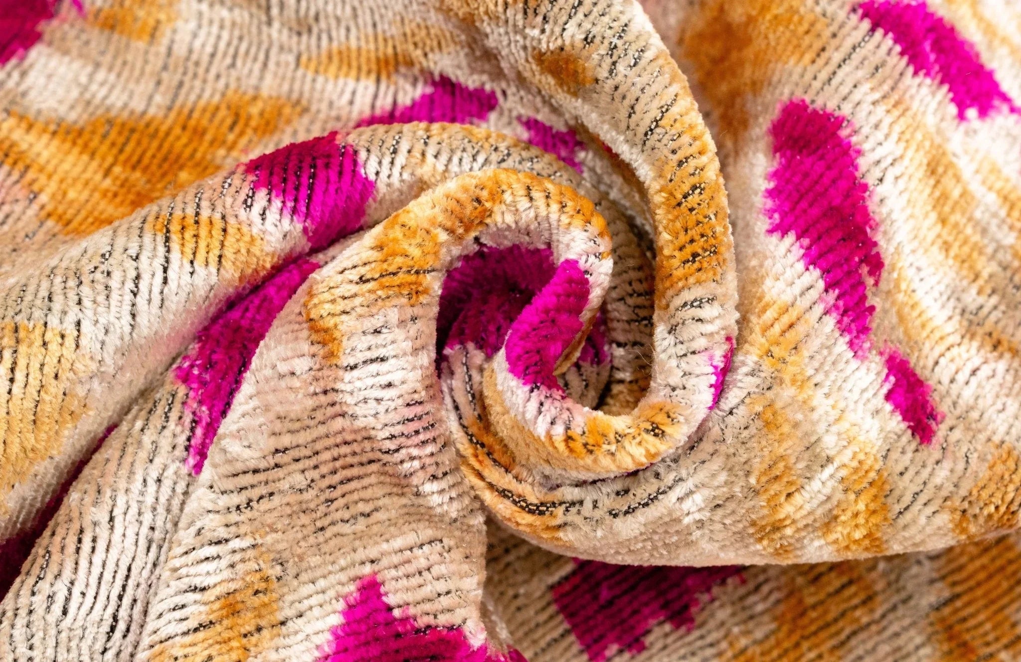 Canvello Handmade Pink and Gold Abstract Design Throw Pillow - 16x24 Inch, Silk Velvet, Vegetable Dyed... - House Of Avana