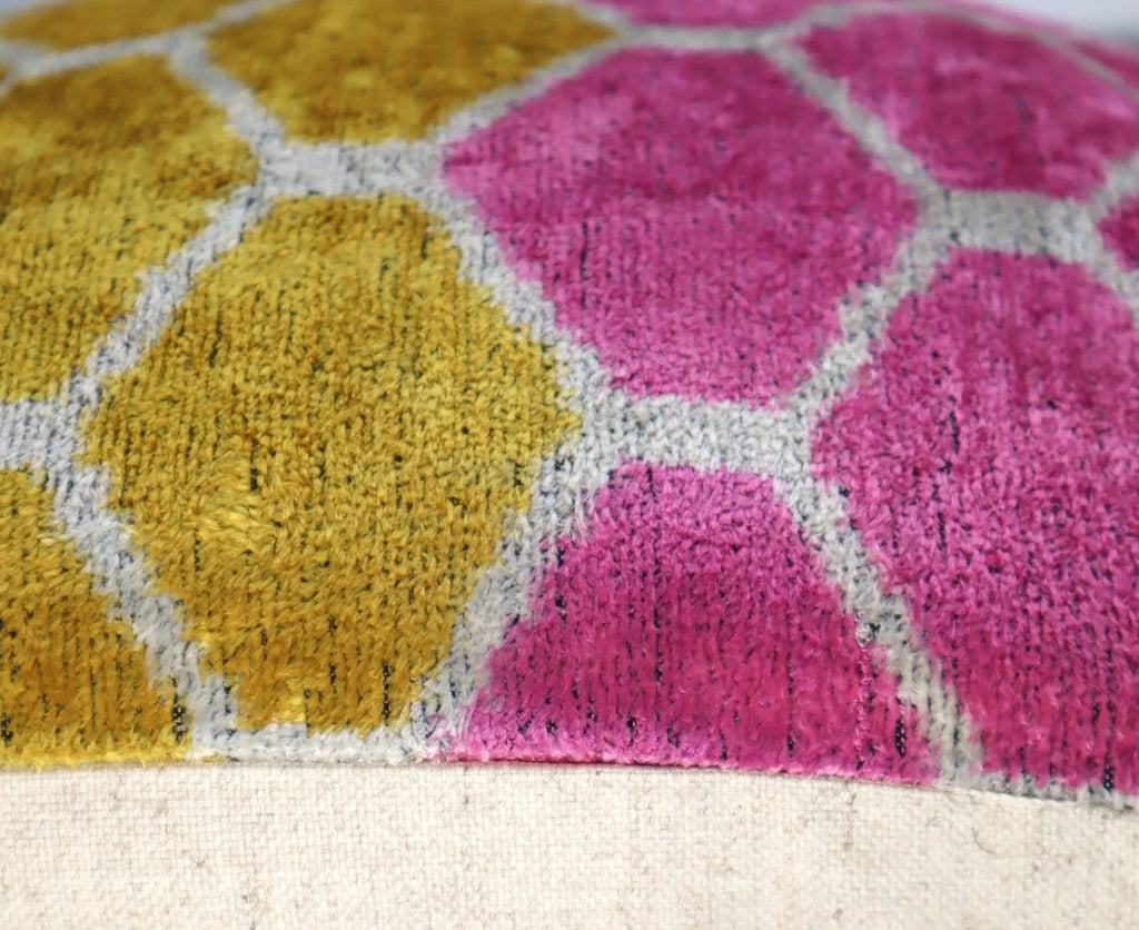 Canvello Pink Gold Gray Pillows with Luxury Decorative Cover - 16x16 in, angled view - House Of Avana