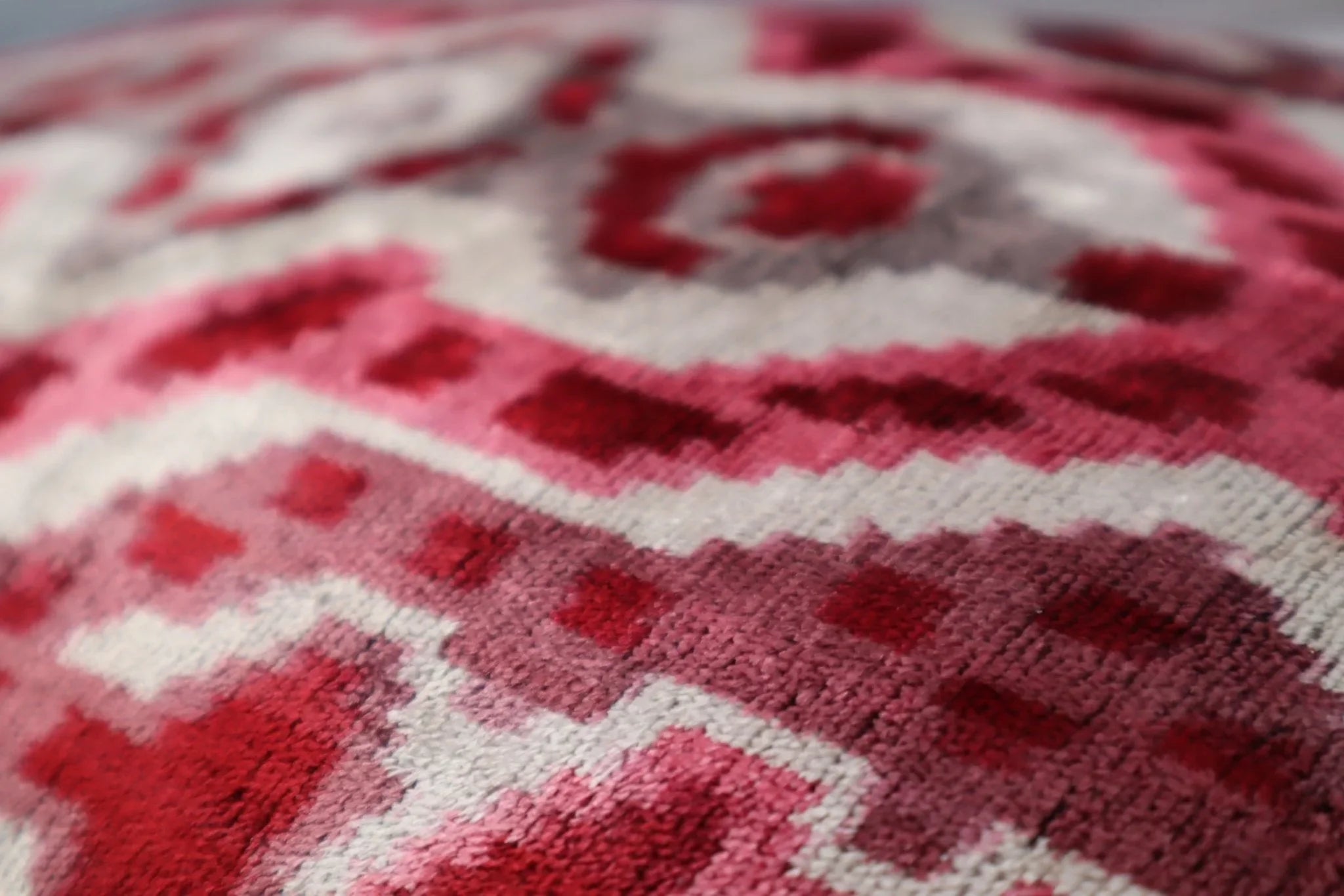 Canvello Pink Gray Handmade 16x24 Silk Velvet Pillow, Organic Veg Dyed, Down/feather Filled, detail shot - House Of Avana