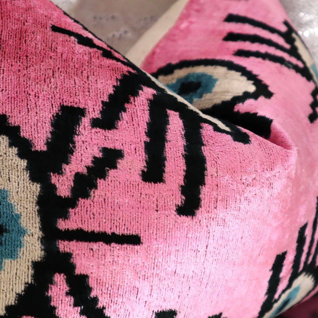 Canvello Luxury Pink Evil Eye Pillow for Couch| X in (40 X Cm), angled view - House Of Avana