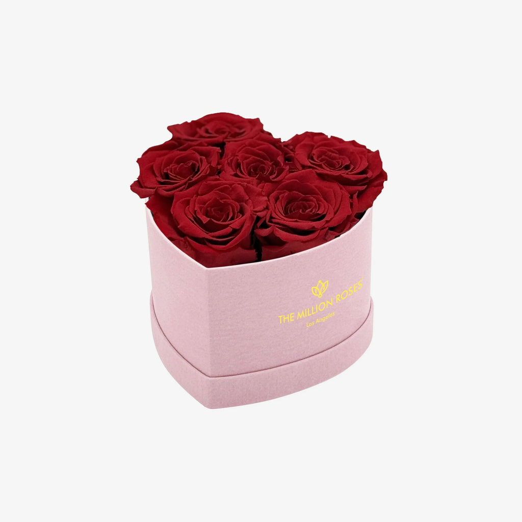 Baby Heart Light Pink Box | Red Roses, back view - House Of Avana
