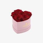 Baby Heart Light Pink Box | Red Roses, back view - House Of Avana