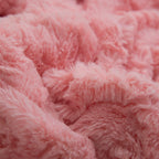 Pink faux fur throw blanket with rose buds, soft Sherpa backside - House of Avana