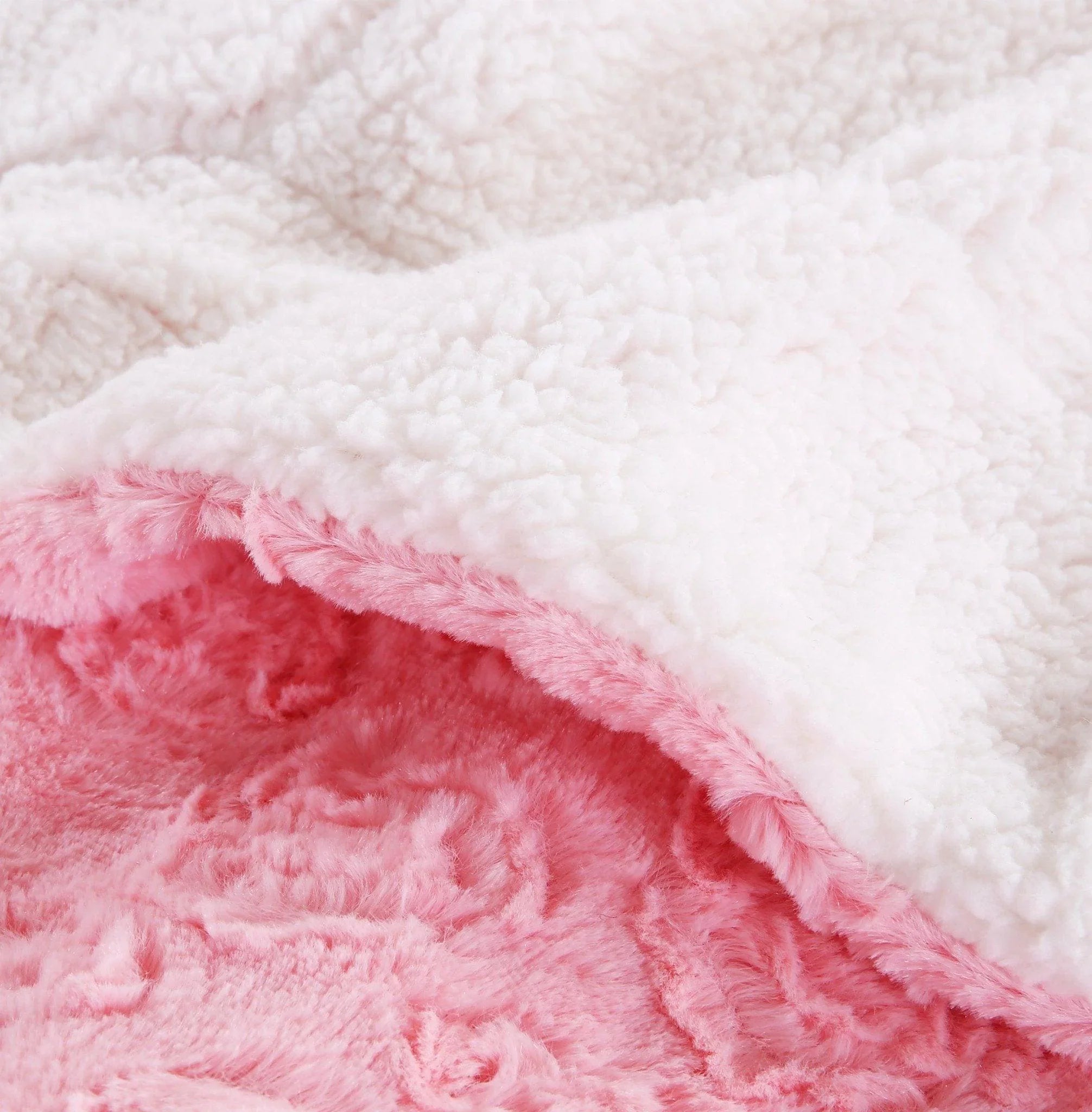 Dada Bedding Luxury Blossom Pink Rose Buds Pink Sherpa Backside Faux Fur Throw Blanket (bl-171752),... - House Of Avana